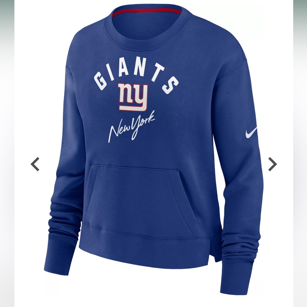 Nike Women's New York Giants High Hip Royal Cropped Crew Sweatshirt NFL
